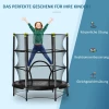 Trampoline Voor Kinderen 140 Cm Fitnesstrampoline Met Veiligheidsnet Randafdekking Rubber Touw Gevoerd Indoor Outdoor Springen Tuintrampoline Staal Zwart Tot 45 Kg 4