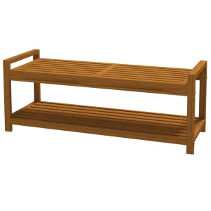 Tuinbank Voor 2 Personen, Met Plank, Acaciahout, Lattenbodem, 118 X 40,5 X 46 Cm, Teak 1