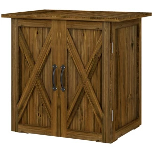 Tuinhuisje, Dubbele Deur, Magnetische Sluitingen, Weerbestendig, Natuurlijk Hout, 77 B X 55 D X 72 H Cm, Bruin 1
