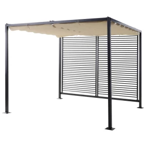 Tuinhuisje, Pergola Met Verstelbaar Stoffen Dak, Partytent, Luifel, Polyester, Beige, 300 X 280 X 238 Cm 1