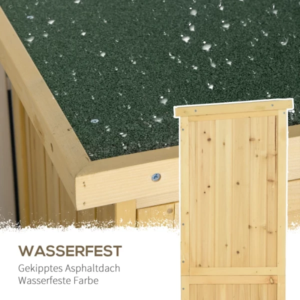 Tuinkast, Houten Gereedschapsschuur, Gereedschapshuis Met Asfaltdak, Lamellendeur, Gereedschapskast, Schuur, Tuin, 4 Vakken, Naturel, 87 X 46,5 X 160 Cm 4