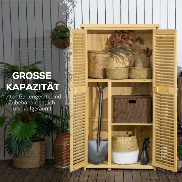 Tuinkast, Houten Gereedschapsschuur, Gereedschapshuis Met Asfaltdak, Lamellendeur, Gereedschapskast, Schuur, Tuin, 4 Vakken, Naturel, 87 X 46,5 X 160 Cm 5