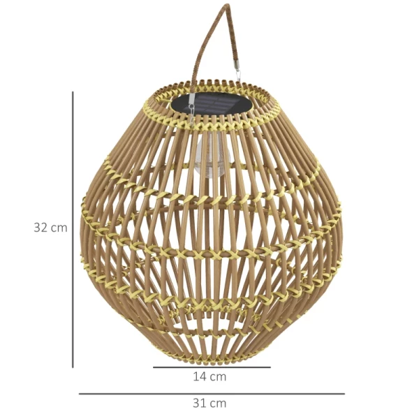 Tuinlamp Op Zonne-energie Tuinlamp Op Zonne-energie PE Rotan Boho Design 31cm X 31cm X 32cm Geel 3