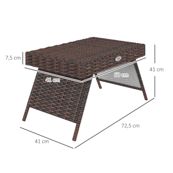 Tuintafel Buiten Salontafel Buiten Bijzettafel, PE Rotan, Weerbestendig, 60 Cm X 41 Cm X 41 Cm, Bruin 3