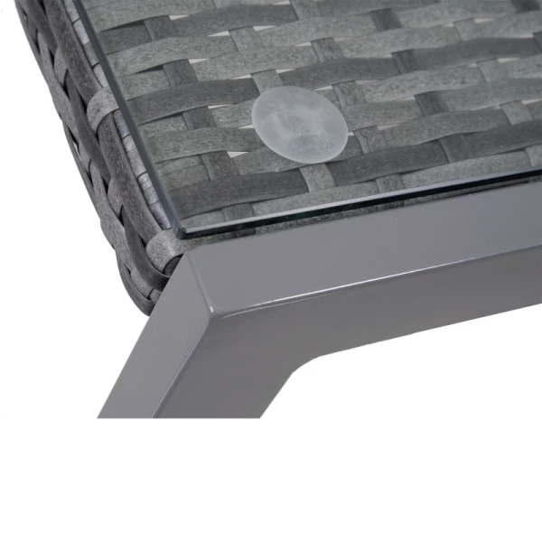 Tuintafel Tuinbijzettafel Tuinmeubelen Met Gehard Glas Polyrotan + Aluminium Grijs 50 X 49,5 X 50 Cm 4