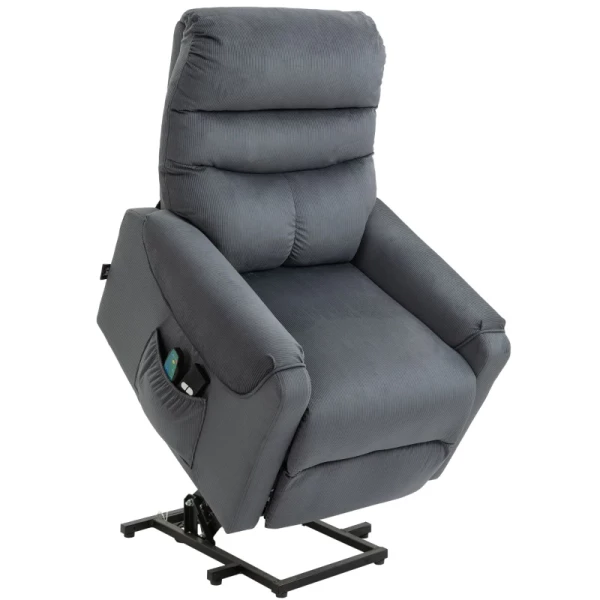 TV Fauteuil Met Massagefunctie Fauteuil Met Opstahulp Afstandsbediening Elektrische Verwarming Ligfunctie Polyester Stof Metaal Donkergrijs 79 X 97 X 103 Cm 1