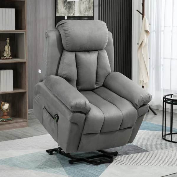 TV-fauteuil Met Opstahulp, Relaxfauteuil. Met Uitklapbare Voetsteun, Inclusief Afstandsbediening, Grijs 2