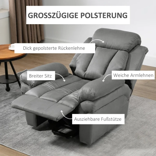TV-fauteuil Met Opstahulp, Relaxfauteuil. Met Uitklapbare Voetsteun, Inclusief Afstandsbediening, Grijs 6