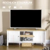 TV-meubel, TV-ladekast, Twee Kastvakken Met Deuren, 2 Open Vakken, Wit + Naturel, 120 X 35 X 48cm 4