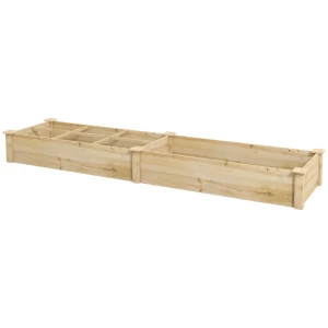 Verhoogd Bed, Plantenbak, 2 Delen, Open Bodem, Frame Van Natuurlijk Hout, Eenvoudige Montage, 237 X 60 X 25 Cm 1