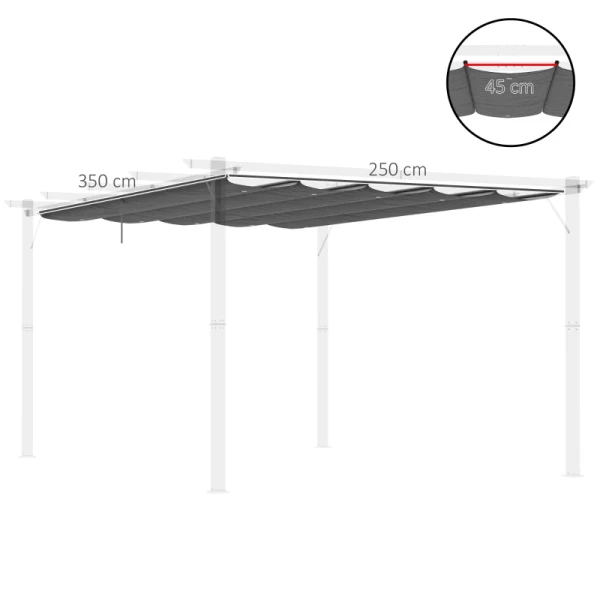 Vervangingszeil Voor Paviljoens Van 4x3m, Met Waterafvoergaten, 2,50 X 2,55 M, Donkergrijs 3