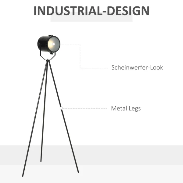 Vloerlamp Industrieel Design Driepoot Vloerlamp Metaal Zwart 4