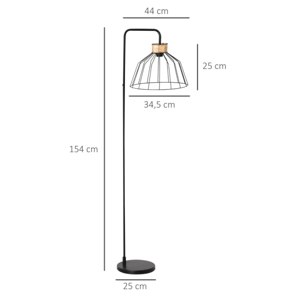 Vloerlamp Industriële Design Vloerlamp, Vloerschakelaar, E27 Voet, Zwart Metaal 3