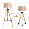 Vloerlamp Vloerlamp In Hoogte Verstelbaar E27, Grenen + Polyester, 65x65x99-143cm (beige) 4