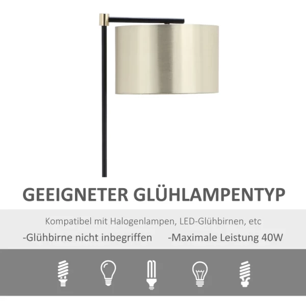 Vloerlamp Woonkamer Vloerlamp 40W Moderne Vloerlamp Met E27 Fitting Stoffen Kap Voor Slaapkamer Kantoor Elegant Goud + Zwart 48 X 32 X 152 Cm 7
