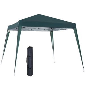 Vouwpaviljoen 2,4x2,4m Paviljoenvouwtent Met UV-bescherming, Partytent Inclusief Draagtas Voor Tuin, Balkon, Staalgroen 1