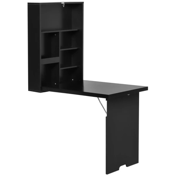 Wandklaptafel Wandbureau, Inclusief Schrijfbord, 60 Cm X 94,5 Cm X 147 Cm, Zwart 10