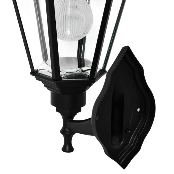 Wandlamp Wandlamp Terraslamp Tuinlamp Met Lichtsturing Op Zonne-energie Paviljoentent Buiten Tuinverlichting Zwart 23 X 26 X 47 Cm 8