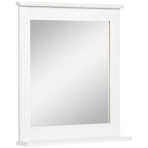 Wandspiegel Met 1 Plank, Modern Design, Ruimtebesparend MDF-glas Wit 1