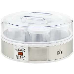 Yoghurtmaker Yoghurtmachine, Inclusief 7 Glazen, Roestvrij Staal, 24 Cm X 24 Cm X 13 Cm, Zilver + Wit 1