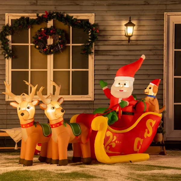Zelfopblaasbare Kerstman Met Rendieren LED-verlichting Incl. Ventilator Rood + Wit 230 X 80 X 150 Cm 2