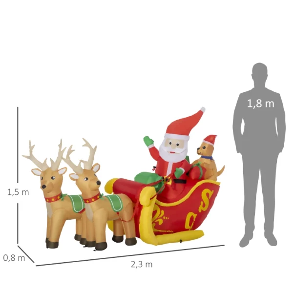 Zelfopblaasbare Kerstman Met Rendieren LED-verlichting Incl. Ventilator Rood + Wit 230 X 80 X 150 Cm 3
