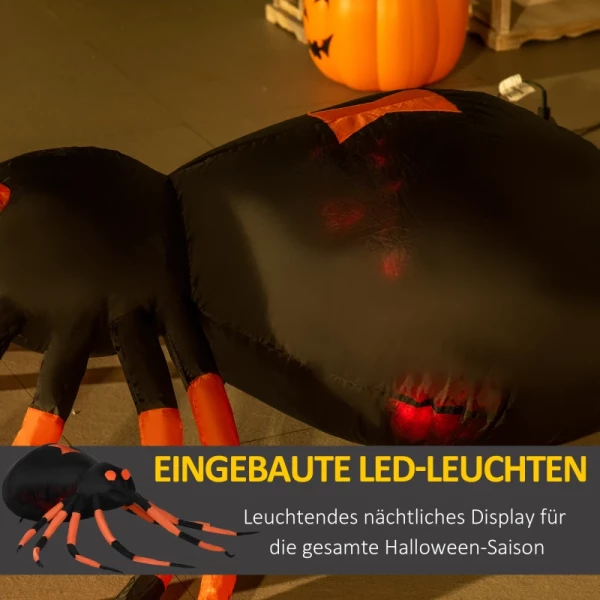 Zelfopblazende Halloween-decoratie Grote Spin Met Blazer, LED-verlichting, 160 Cm X 150 Cm X 43 Cm, Oranje + Zwart 4