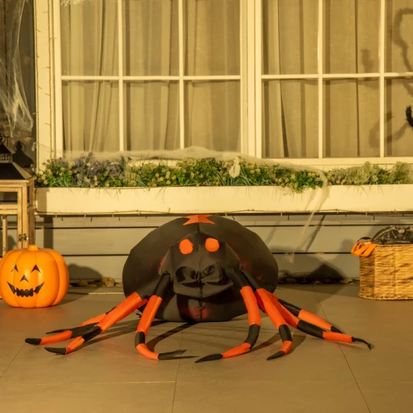 Zelfopblazende Halloween-decoratie Grote Spin Met Blazer, LED-verlichting, 160 Cm X 150 Cm X 43 Cm, Oranje + Zwart 10