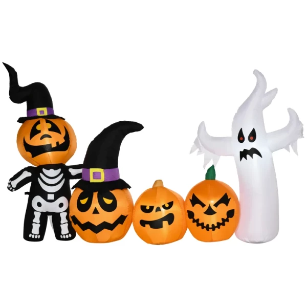 Zelfopblazende Halloween-decoratie Halloween-pompoen, Inclusief Geeblse, 2,55 X 0,40 X 1,30 M, Oranje + Zwart + Wit 1