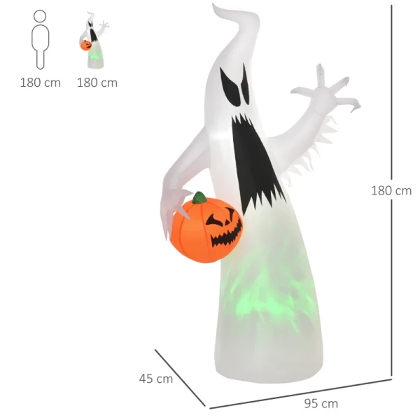 Zelfopblazende Spookgeest LED Verlichte Halloween Decoratie Polyester Wit 95 X 45 X 180 Cm 3