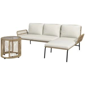 Tuinzitgroep Loungemeubelset, PE Rotan, 122 X 79 X 75 Cm, Naturel + Crèmewit 1