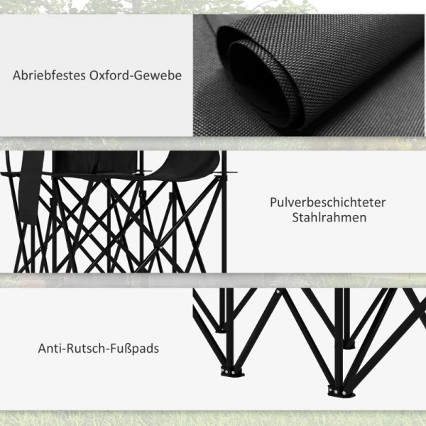 2-zits Campingbank, Campingstoelen, 1 Koelbox, 1 Plank, 150 X 48 X 89 Cm, Zwart 7