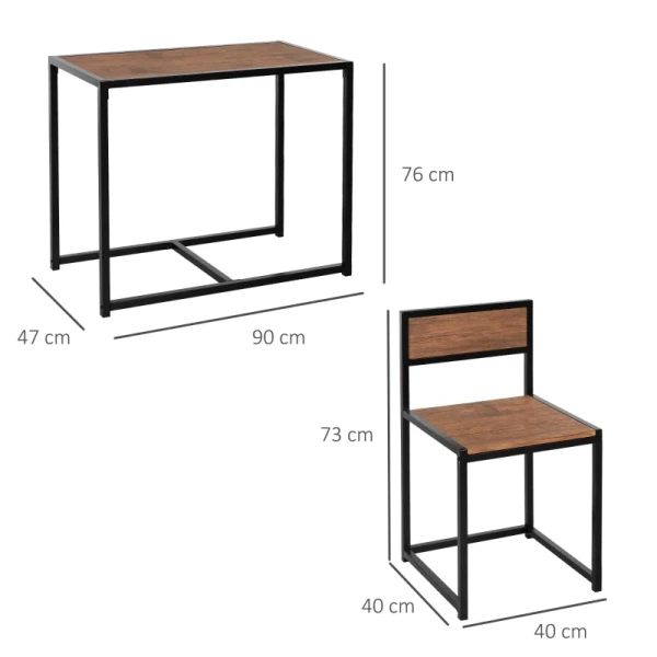 3-delige Bartafelset Hoge Tafelset 3-delig, 2 Stoelen, 1 Tafel, 90 Cm X 47 Cm X 76 Cm, Bruin + Zwart 3