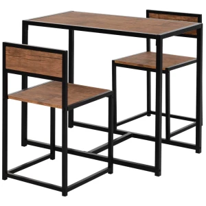 3-delige Bartafelset Hoge Tafelset 3-delig, 2 Stoelen, 1 Tafel, 90 Cm X 47 Cm X 76 Cm, Bruin + Zwart 1