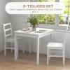 3-delige Eetgroep, Zitgroep, Tafel Met Stoelen, Massief Hout, Wit 4