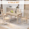 5-delige Eettafel Met Stoelen, Massief Hout, 118 Cm X 73 Cm X 75 Cm, Naturel 4