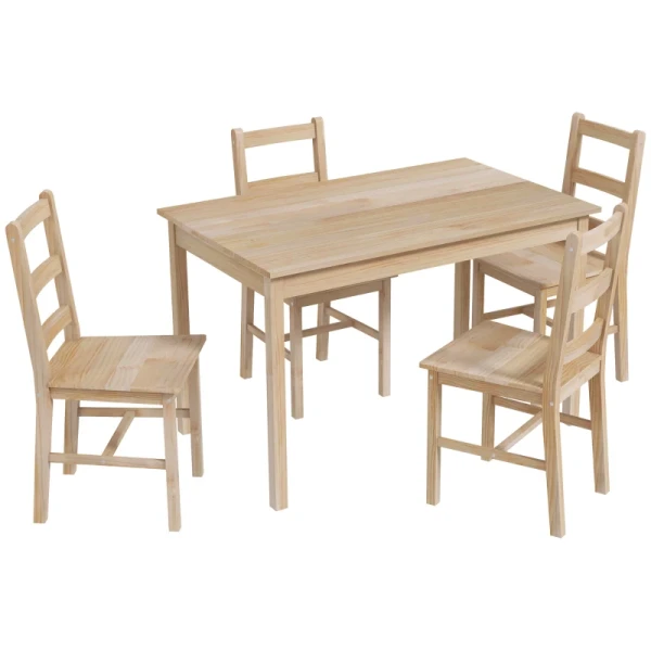 5-delige Eettafel Met Stoelen, Massief Hout, 118 Cm X 73 Cm X 75 Cm, Naturel 1