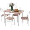 5-delige Eettafel Met Stoelen Zitgroep, Modern Design, Naturel + Wit 1