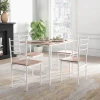 5-delige Eettafel Met Stoelen Zitgroep, Modern Design, Naturel + Wit 7