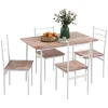 5-delige Eettafel Met Stoelen Zitgroep, Modern Design, Naturel + Wit 10