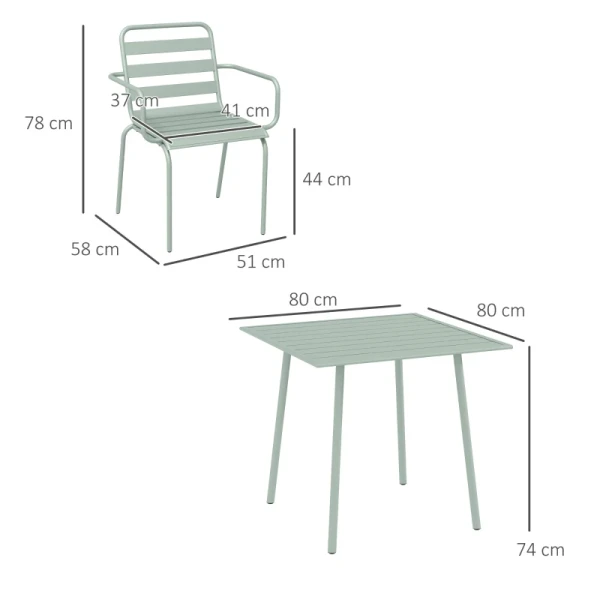 5-delige Tuinzitgroep, Buitenzitgroep, Tuinmeubelset, Weerbestendig, Modern Design, 80 X 80 X 74 Cm, Groen 3