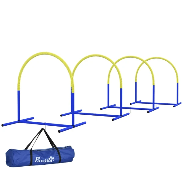 Agility-set Voor Honden, Hondentraining, 4 Vellen, Voor Beginners, Met Draagtas, Blauw + Geel, 88 X 64 X 95 Cm 1