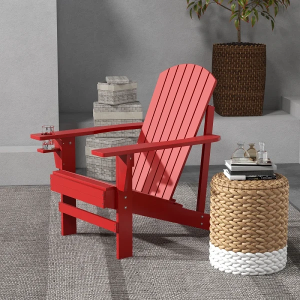 Andirondack Tuinstoel Tuinstoel Buitenfauteuil, 72 Cm X 97 Cm X 92 Cm, Rood 2