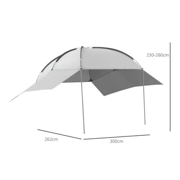 Autoluifel Carport Voertuigluifel Weerbestendig 300 Cm X 262 Cm X 260 Cm Lichtgrijs 3