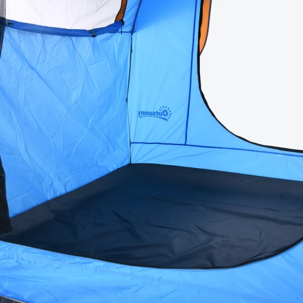 Autotent Kampeertent, 3 Deuren, Weerbestendig, 239cm X 210cm X 210cm, Oranje + Blauw 7