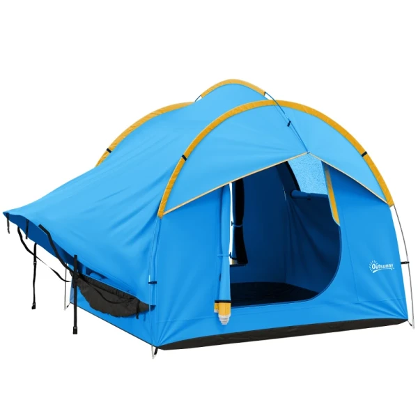 Autotent Kampeertent, 3 Deuren, Weerbestendig, 239cm X 210cm X 210cm, Oranje + Blauw 1