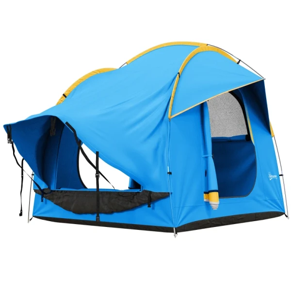 Autotent Kampeertent, 3 Deuren, Weerbestendig, 239cm X 210cm X 210cm, Oranje + Blauw 10