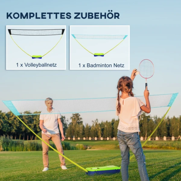 Badmintonnetset Volleybalnetset 3-delige Set 400 Cm X 22,4 Cm X 155 Cm Zwart + Blauw + Groen 6