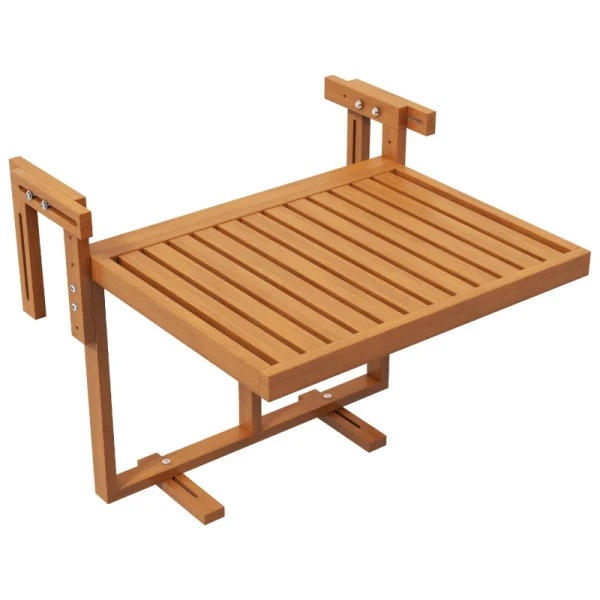 Balkontafel, Klaptafel, Tuintafel, Buitenklaptafel, Weerbestendig, In Hoogte Verstelbaar, 68 Cm X 65 Cm X 55 Cm, Teak 10