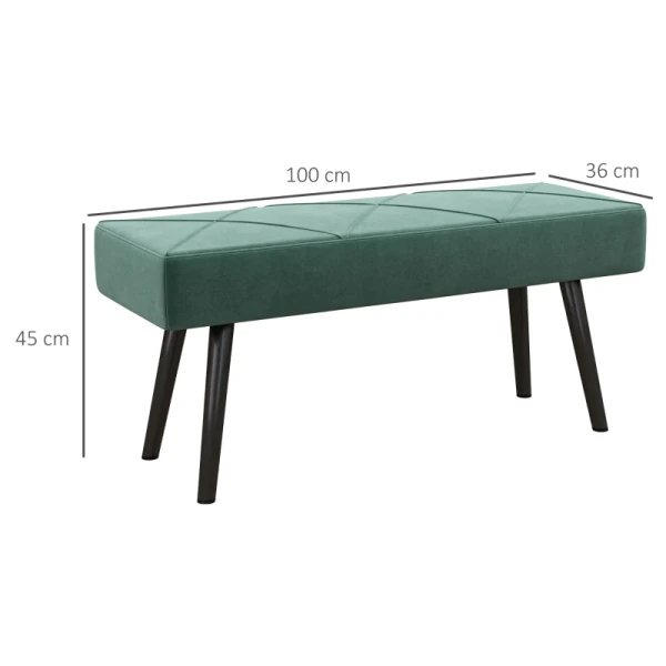 Bank Gestoffeerde Bedbank, Fluwelen Look, 100 X 36 X 45 Cm, Groen 3